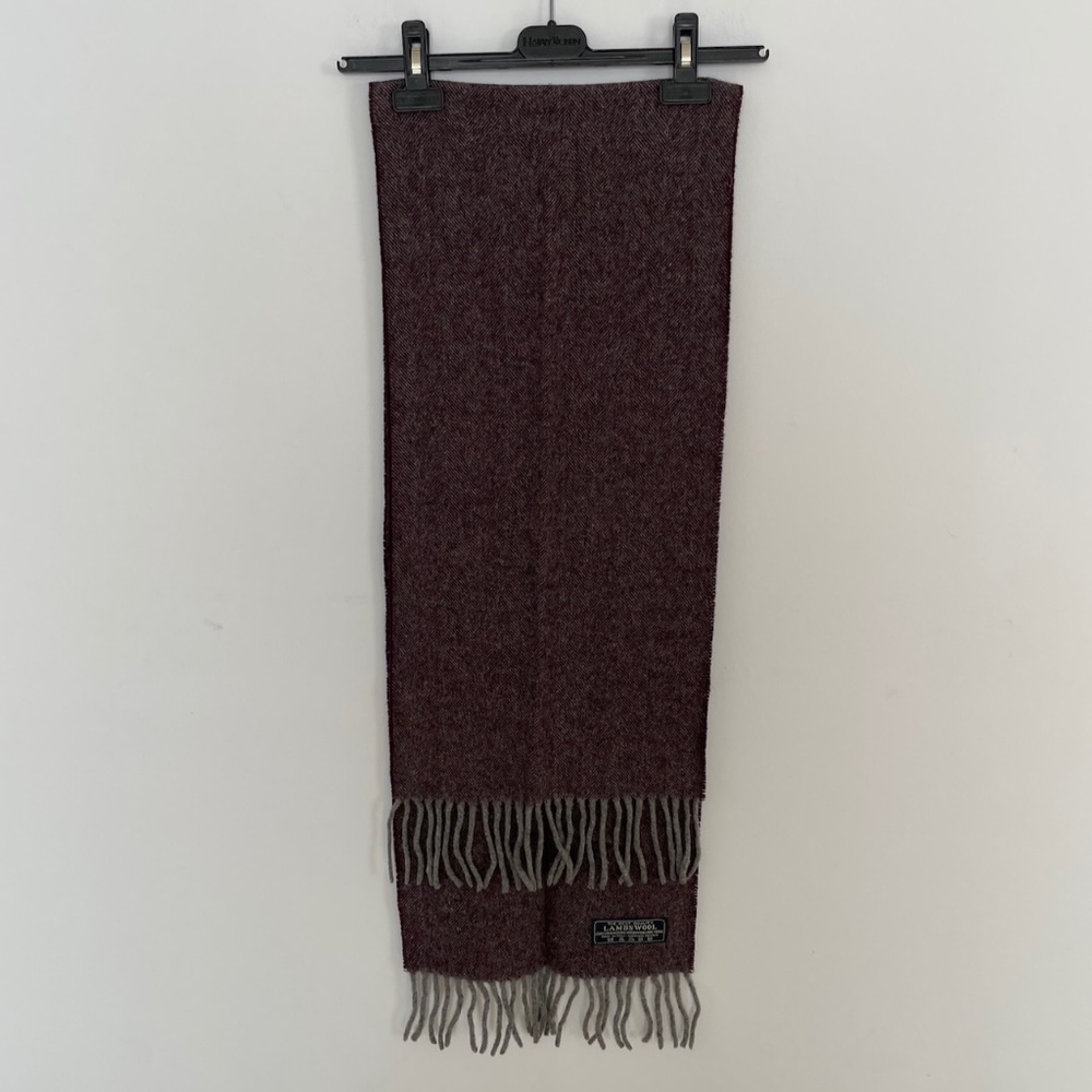100% Virgin Lambswool Dark Purple Grey Unisex Scarf NWOT